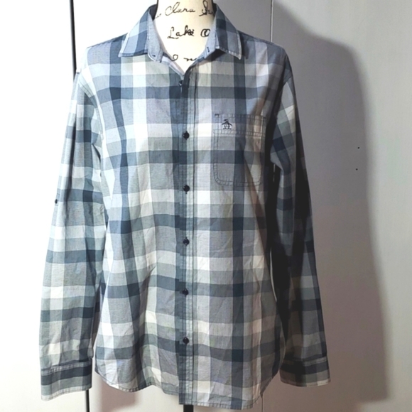 Original Penguin Other - Penguin- Mens Black Gray White Checkered Shirt Sz.Large